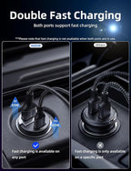 65W USB C Car Charger Fast Charging，12V USB Outlet Accesorios para Carro，Cigarette Lighter USB Charger，Car Phone Charger for iPhone/17/16/15/14/13 Samsung S25 S24 S23Google Android