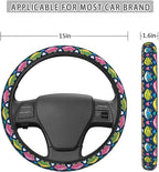 Cartoon Frog Love Steering Wheel Covers Anti-Slip Elasticity Car Accessories Steering Wheel Protector Universal 15 Inch for Cars SUV Vehicle Truck