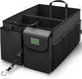 Car Trunk Organizer - Collapsible, Multi-Compartment Automotive SUV Car Organizer for Storage w/Adjustable Straps - Truck & Car Accessories for Women and Men - Black