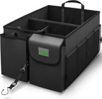 Car Trunk Organizer - Collapsible, Multi-Compartment Automotive SUV Car Organizer for Storage w/Adjustable Straps - Truck & Car Accessories for Women and Men - Black