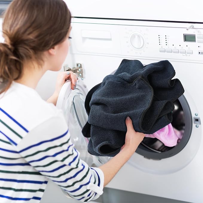 Cleaning Cloth Dry Erase Cloth Cleaning Rags Reasonable Kitchen Towels Microfiber Towels Cars Wash(12 x 12 Inch,Black,10 Pcs)