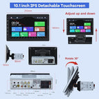 10.1 inch Single Din Car Stereo with CarPlay and Android Auto, 10 inch Touch Screen Radio with Mirror Link/1080P/EQ Audio/SWC/Bluetooth +Backup Camera+MIC
