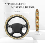 Sunflower Leopard Print Steering Wheel Cover, 15 Inch Universal Fit Neoprene Car Protector, Anti-Slip & Durable Auto Interior Accessory for Men and Women