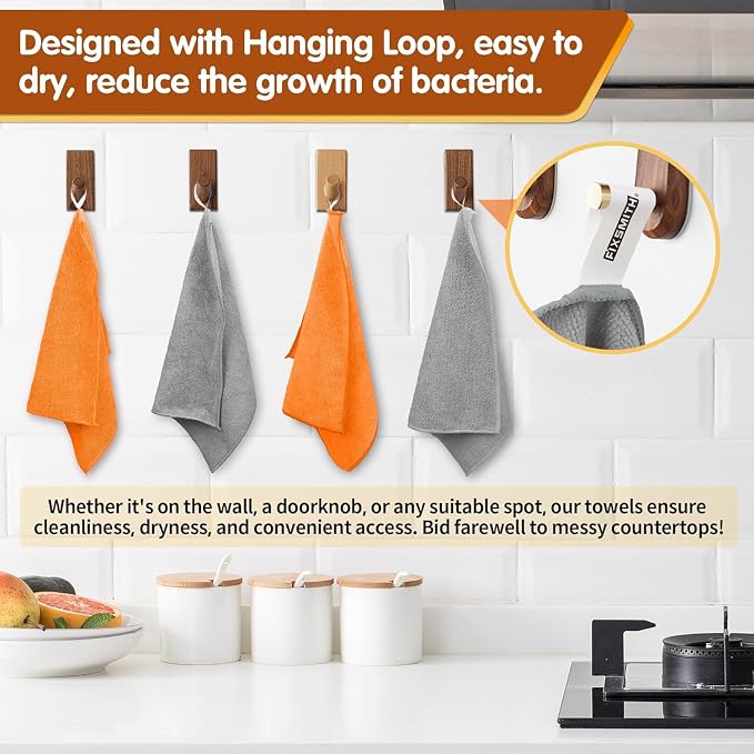 Microfiber Cleaning Cloth -Pack of 50, Highly Absorbent Cleaning Rags(Grey&Orange), 16"X12" All Purpose Cleaning Towels for Housekeeping, Kitchen, Car, Reusable Microfiber Towels