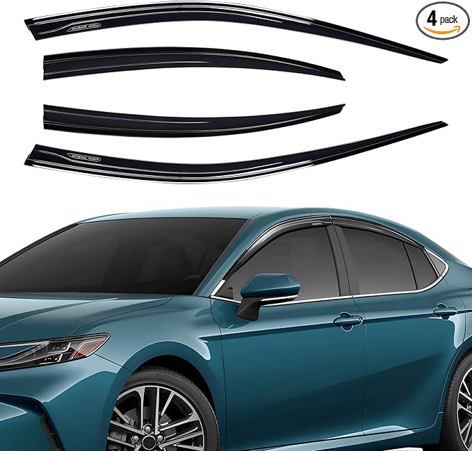 Rain Guards Fit for Toyota Camry 2025 2026 LE SE XLE XSE Out Channel Extra Durable Side Shatterproof 2025-2026 Camry Side Window Wind Deflectors & Visors Black 4 PCS