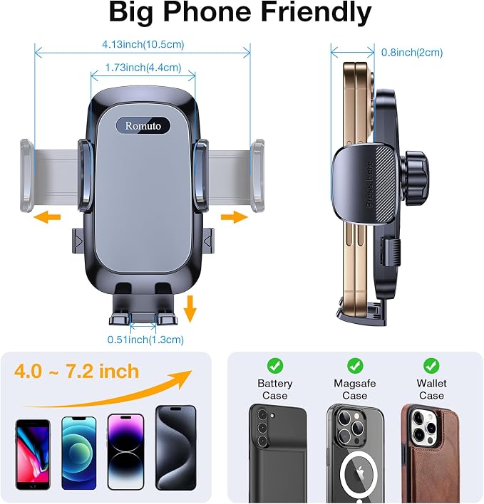 Phone Holders for Your Car Phone Holder Mount【Super Suction】Cell Phone Holder for Car Accessories for Women Men【360° Adjustable】Suction Phone Mount for Car, Shower, Mirror, Window for iPhone Samsung