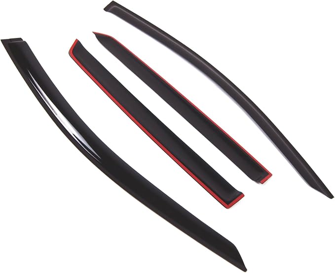 WD2-794B Dark Smoke 4 Pcs Set Window Visor (Outside Mount) Deflector Rain Guard Compatible with 2017-2018 Ford Edge