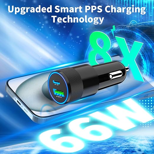 [Apple MFi Certified] iPhone 17 Car Charger Fast Charging, 2Pack 75W USB-C PD&QC Power Cigarette Lighter + Type-C Braided Cable for iPhone 17/17 Air/17 Pro/17 Pro Max/16 Pro/15/Galaxy/Pixel