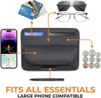 Car Visor Organizer – Sun Visor Storage Pouch Holder for Vehicle Truck SUV, PU Leather Auto Interior Accessories for Registration Document, Gas Card & Sunglasses, Universal Fit (Black)