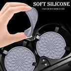 2 Pack Silicone Car Cup Holder Coaster – 2.75 Inch Non-Slip Drink Mat, Universal Fit for Most Vehicles – Cute & Functional Auto Accessories (Gray)