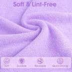 Microfiber Cleaning Cloth Roll - 100 Pack Tear Away Microfiber Paper Towels, Reusable, Washable, Scratch-Free, Kitchen Towels for Car, Home, Kitchen, Glass, Dishes (Light Purple)