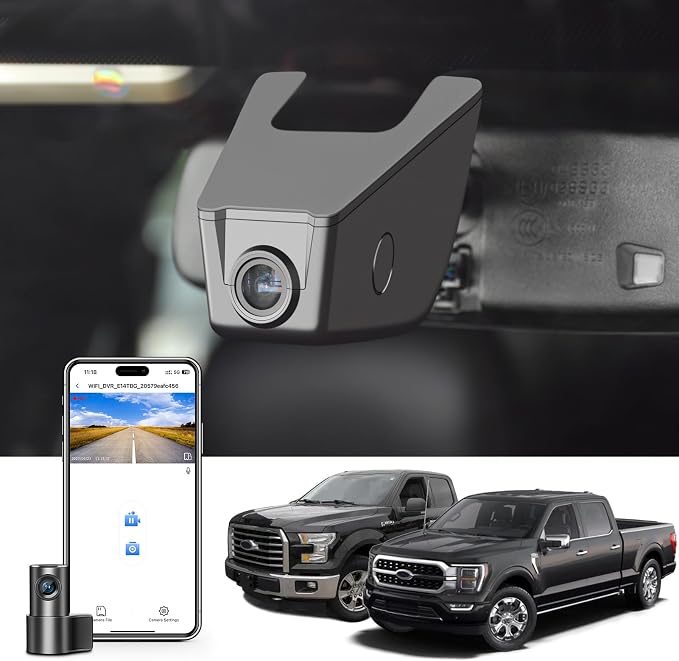 Mangoal Front 4K Rear 1080P Dash Cam for F150 2013-2017 F250-F450 2015-2019 | F250 F350 F450 Super Duty 2015-2019, OEM Style, XLT Lariat King Ranch Raptor, UHD 2160P Video, WiFi & App, 128GB Card(B)