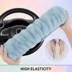 Steering Wheel Cover, Fluffy Car Wheel Covers for Women/Girls/Ladies，Soft Wool Fur Steering Wheel Protector, Universal 14 1/2 inches to 15 inches - Blue