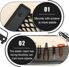2 Pcs Boat Storage Net Bag, ABS Plastic Car Framed Mesh Net Holder, Phone & Cargo Organizer with Screws for Auto, Rv, Boat, Pontoon, Truck Pocket Storage (32 x 8 Inch)