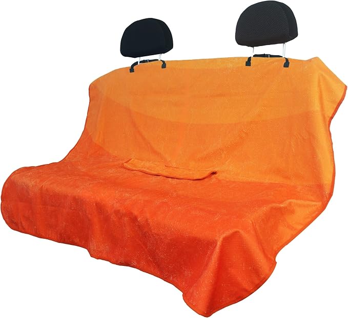 Waterproof Back Seat Cover for Dogs and Kids, Car Seat Protector Under Baby Car Seat, Child and Dog Car Seat Cover Blanket for Rear Bench(Orange, Rear Bench Seat Towel)