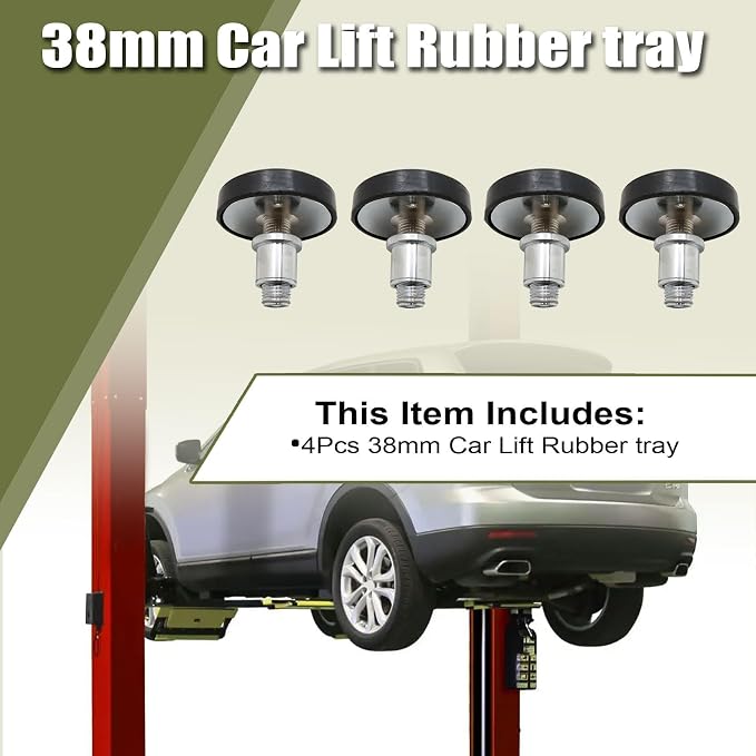 4-Pack 38mm Car Lift Rubber Pads Screw Up Heightening Feet for 2 Post Lift Round Tray Adapter Pad 38mm Shaft Diameter Universal Fit Heavy Duty Rubber
