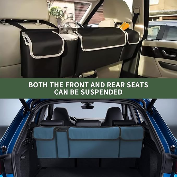 Car Trunk Organizer, Backseat Hanging Large Storage with Adjustable Straps,Waterproof PVC Collapsible Cargo Bag, Car Interior Accessories for Auto SUV MPV (Green)
