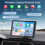 Portable CarPlay Screen for Apple CarPlay & Android Auto, 7 Inch Wireless Car Stereo Touchscreen with Bluetooth, GPS Navigation, Voice Control, Backup Camera Support for All Vehicles