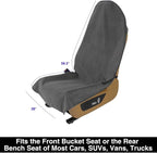 Waterproof Towel Car Seat Cover, Sweatproof Non-Slip Seat Protector, Universal Fit for Front Bucket or Rear Bench Seat of Cars, SUVs, Vans, Trucks, Compatible with Airbags and Armrests (Gray, 2 Pack)