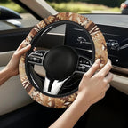 Auto Steering Wheel Cover Universal Stretch 15 Inch Anti-Slip Neoprene Car Steering Wheel Protector for Women Men, Aztec Navajo Geometric Brown