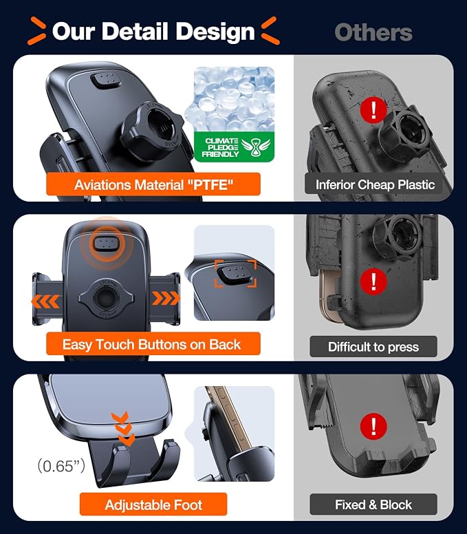 Military-Grade Phone Holders for Your Car【96+LBS Strongest Suction】Car Phone Holder Mount, Ultra-Durable Cell Phone Car Mount Truck for Dashboard Windshield Vent for iPhone 17 16 15 Pro Max Air