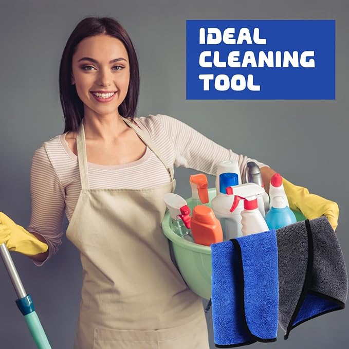 50 Pcs Microfiber Towels:16"x16" Microfiber Drying Towels Bulk Micro Fiber Car Cleaning Cloth for Cars Drying Washing Polishing Office Windows Cleaning Household Supplies (Blue,Gray)