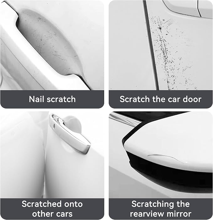 4Pcs Reflective Car Door Handle Bowl Sticker, Car Door Handle Protective Sticker Anti-Scratch, Scratch Collision Protection Guard Universal for SUV Truck RV, Auto Exterior Decor (Black-2)