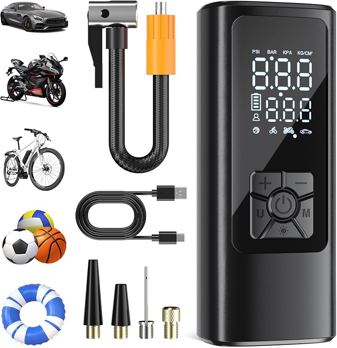 Tire Inflator Portable Air Compressor, Air Pump for Car Tires 150PSI with Digital Pressure Gauge, Auto Shut-Off, 3X Faster Inflation (White)