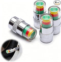 4Pcs 36 PSI Car Tire Pressure Monitor Valve Stem Caps, Easy to Read 3 Color Eye Alert Sensor Indicator for Pre-Drive Check Road Safety