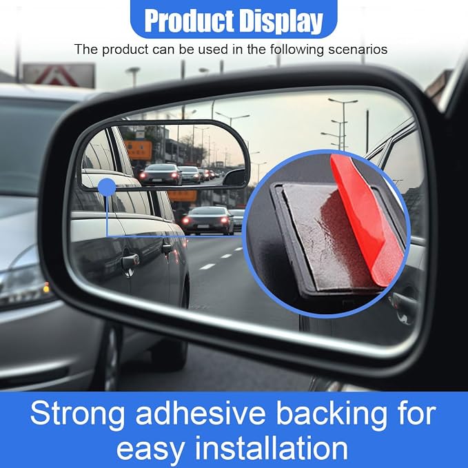 2PCS Blind Spot Car Mirrors, HD Shatterproof Glass Wide Angle Convex Side Mirror, Up&Down Adjustable, Framed Car Auxiliary Rearview Mirror for Cars SUV Truck Motorcycle & Parking(Rectangular)