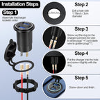12v usb charger, PD 20W USB-C Power Socket and 18W QC3.0 Socket Waterproof Power Outlet 12V/24V with Power Switch 12V USB C Outlet for Car Golf Cart Boat Marine Bus Truck RV Marine Motorcycle etc.