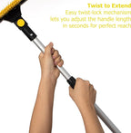 30-43" Extendable Aluminum Snow Brush with Built-in Squeegee & Ice Scraper 3-in-1 Non-Slip Foam Grip Winter Car Tool with Scratch-Free Bristles for Cars, SUVs & Trucks, Yellow