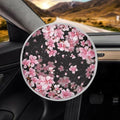 Pink Cherry Blossom Steering Wheel Cover Sun Shade 17 inch Cooling Steering Wheel Cover for Summer Anti-Heat Sun Block Car Steering Wheel Accessories for Women Universal Fit