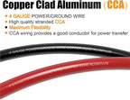 4 Gauge Wire (25Feet Black+25Feet Red) Copper Clad Aluminum CCA - Primary Automotive Power Inverter Wire,20PCS Lugs Terminal Connectors,20PCS Heat Shrink Tubing for Car Audio