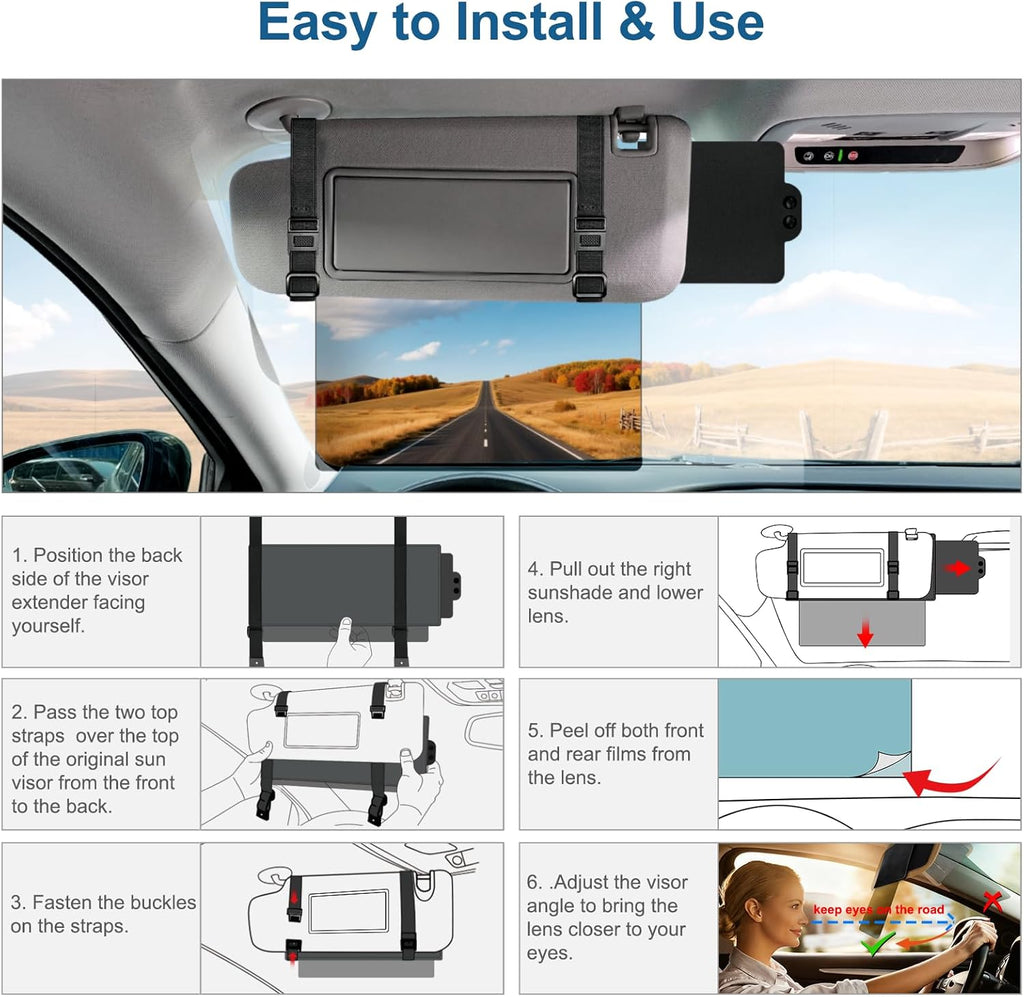 Car Sun Visor Extender — Polarized Anti-Glare UV400 Sunshade