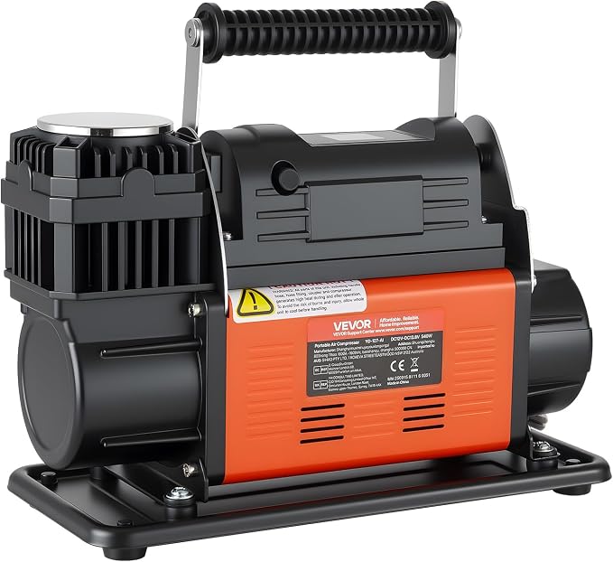 12V Heavy Duty Air Compressor, Auto-Stop Portable Tire Inflator with LCD Digital Display, 7.14 CFM 150PSI Offroad Air Pump with Adapters for Trucks Car SUV 4 x 4 Vehicle RV