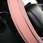 Pink Leather Steering Wheel Cover Fiber Strip Car Steering Wheel Cover Universal 15 inch for Women Girls