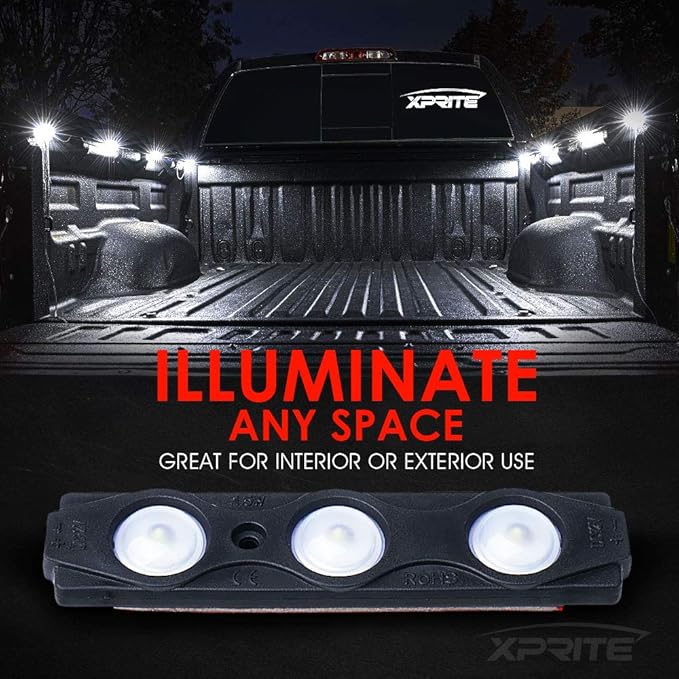White Truck Pickup Bed Light Kit, 24 Led Cargo Rock Lighting Kits w/Switch for Van Off-Road Under Car, Side Marker, Foot Wells, Rail Lights - 8 PCS
