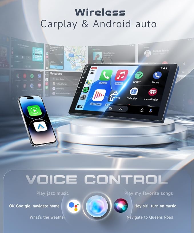4G+64G Car Radio Stereo for Honda CRV 2007-2011 with Wireless CarPlay/Android Auto, 9 Inch 1280 * 720P IPS Touch Screen Android 13 GPS WiFi Bluetooth 32-Band DSP HD Backup Camera
