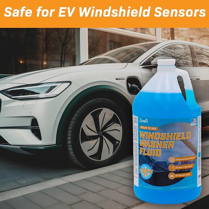 Windshield Washer Fluid, Ready to Use, +32°F Formula for Streak-Free Automotive Glass, Bug Splatter & Road Grime | Made in USA | 128 fl oz each (2 Gallons)