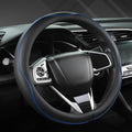 Microfiber Leather Car Steering Wheel Cover for Honda Accord Civic CR-V HR-V Pilot Fit Passport Odyssey,Sport Style,14.5-15 inch (Black+Blue Line-Standrad Size)