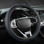 Microfiber Leather Car Steering Wheel Cover for Honda Accord Civic CR-V HR-V Pilot Fit Passport Odyssey,Sport Style,14.5-15 inch (Black+Blue Line-Standrad Size)
