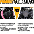 15 Inch Bling Soft Leather Car Steering Wheel Cover, Pink | Colorful Rhinestones Design, Auto Elastic Protector for Women Girls, Crystal Diamond Car Accessories for Most Cars, SUVs