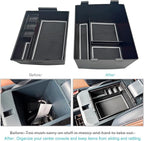for 2022 2023 2024 2025 2026 Ford Maverick Center Console Organizer Tray 2022-2026 Maverick Armrest Trays Storage Box Coin Container 2022-2026 Maverick Truck Accessories, 2Pcs(White Trim)