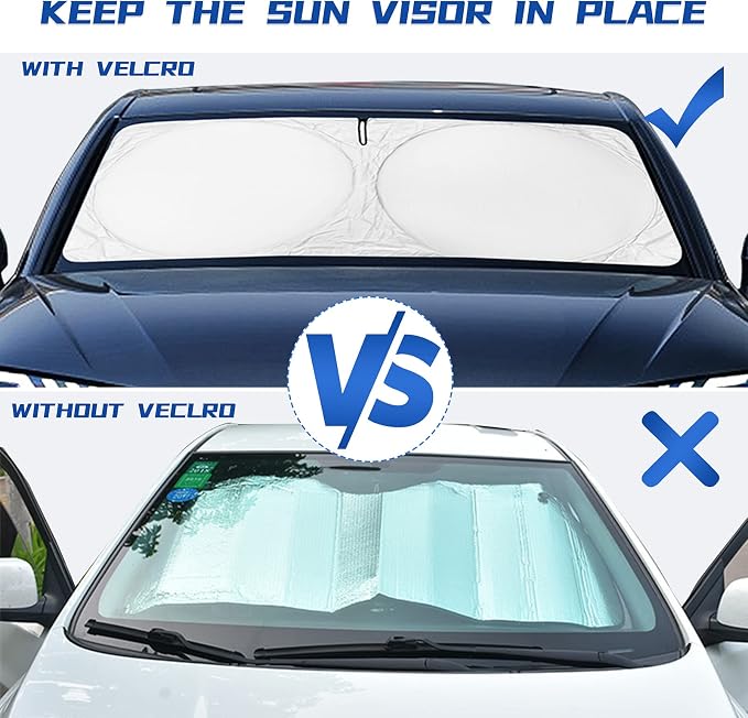Windshield Sun Shades Compatible with Honda Civic Accord, Front Window Sunshade for Windshield Cover Foldable Sun Visor Protector 210T Reflective Cool Car Accessories (61" X 34.6")