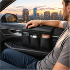 Leather Car Window Armrest,2026 Upgraded Car Armrest Storage Box for Window with Multiple Pockets to Relieve Arm Fatigue,Universal Cars Door Armrests Pad for Long Drives