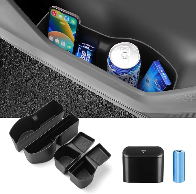 Car Door Side Storage Box and Trash Can for 2023-2026 Honda CRV Accessories Front Rear Door Insert Tray Organizer Door Slot Storage Protector Garbage Bin with Trash Bags 6PCS