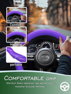 Car Steering Wheel Cover, Non-Slip Silicone Material, Multiple Color Choices, Universal Auto Parts Steering Wheel Cover, Suitable for Most Cars (Purple)