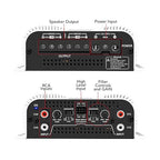 TS 800x4 1 Ohm Multichannel Stereo Amplifier 800 Watts Rms, 4 Channels, Full Range, Car Audio Amp Digital 2 Bridged Channel, Crossover High/Low Pass, with RCA and Automatic High Level Input