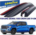 Goodyear Shatterproof Window Deflectors for Trucks GMC Sierra 2019-2026 Crew Cab, Tape-on Rain Guards, Vent Deflector, Vent Visor, Truck Accessories, 4pcs- GY003181LPv